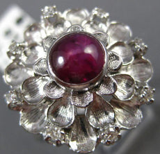 ANTIQUE LARGE 1.02CT DIAMOND & AAA STAR SAPPHIRE 14KT WHITE GOLD 3D RING #25346