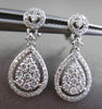 ESTATE .69CT ROUND DIAMOND 14KT WHITE GOLD PEAR SHAPE HALO CLUSTER DROP EARRINGS