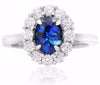 ESTATE 2.08CT DIAMOND & AAA SAPPHIRE 14K WHITE GOLD CLASSIC OVAL ENGAGEMENT RING