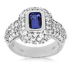 ESTATE 2.90CT DIAMOND & AAA TANZANITE 14KT WHITE GOLD 3D CLASSIC ENGAGEMENT RING