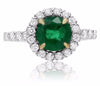 2.11CT DIAMOND & AAA COLOMBIAN EMERALD 14K TWO TONE GOLD 3D HALO ENGAGEMENT RING