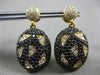 ESTATE LARGE 2.32CT WHITE & BLACK DIAMOND 18K YELLOW & BLACK GOLD OVAL EARRINGS