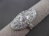 ANTIQUE LARGE 1.20CT DIAMOND 14KT WHITE GOLD 3D OVAL FILIGREE MILGRAIN RING