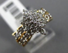 ESTATE WIDE .50CT DIAMOND 14KT WHITE & YELLOW GOLD 3D CLUSTER FRIENDSHIP RING