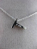 ESTATE .09CT DIAMOND 14KT WHITE GOLD 3D " T " INITIAL FLOATING PENDANT #18865