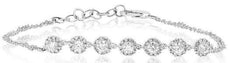 .63CT DIAMOND 14KT WHITE GOLD 3D CLASSIC FLOWER HALO BY THE YARD TENNIS BRACELET