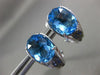 ESTATE LARGE 8.8CT DIAMOND & AAA BLUE TOPAZ 14K WHITE GOLD CLIP ON LEAF EARRINGS