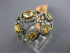 ESTATE LARGE 1.63CT WHITE & FANCY YELLOW DIAMOND 14KT BLACK GOLD FLOWER FUN RING