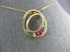 .28CT DIAMOND & AAA RUBY 14KT YELLOW GOLD 3 STONE DOUBLE OVAL LOVE KNOT PENDANT