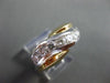 ESTATE 1.20CT DIAMOND 14KT TWO TONE GOLD DIAGONAL WAVE ANNIVERSARY RING #19620