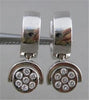 ESTATE ETOILE DIAMOND 18KT WHITE GOLD HANGING CIRCLE HUGGIES EARRINGS #21299