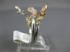 ESTATE LARGE .53CT DIAMOND 14KT WHITE YELLOW & ROSE GOLD 3D BUTTERFLY LOVE RING