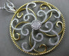 LARGE .75CT DIAMOND 18KT WHITE & YELLOW GOLD 3D CIRCULAR FLOWER FILIGREE PENDANT