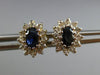 ESTATE .75CT DIAMOND & SAPPHIRE 14KT TWO TONE GOLD CLASSIC CLUSTER STUD EARRINGS