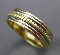 ESTATE WIDE 14KT WHITE & YELLOW GOLD ROPE WEDDING ANNIVERSARY RING 6mm #23574