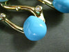 ESTATE LARGE .17CT DIAMOND TURQUOISE 14KT YELLOW GOLD MULTI WAVE TOGGLE NECKLACE