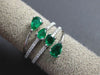 ESTATE WIDE 1.16CT DIAMOND & AAA EMERALD 18K WHITE GOLD 3D CRISS CROSS LOVE RING
