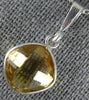 ESTATE 5.0CT AAA CITRINE 14K WHITE GOLD CUSHION CLASSIC BEZEL PENDANT WITH CHAIN