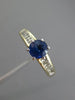 ESTATE LARGE .91CT DIAMOND & AAA SAPPHIRE 14KT WHITE GOLD FLOWER ENGAGEMENT RING