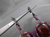 ANTIQUE LARGE 18.50CT DIAMOND & SAPPHIRE & AGATE 14K BLACK GOLD HANGING EARRINGS