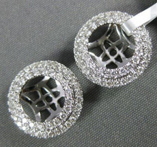 ESTATE LARGE .55CT DIAMOND 18K WHITE GOLD 3D CLASSIC DOUBLE HALO JACKET EARRINGS