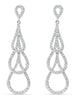 ESTATE .95CT DIAMOND 18K WHITE GOLD ELONGATED TEAR DROP JOURNEY HANGING EARRINGS