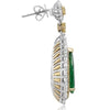 15.63CT DIAMOND & AAA COLOMBIAN EMERALD 18K TWO TONE GOLD 3D TEAR DROP EARRINGS
