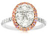 ESTATE 1.30CT WHITE & PINK DIAMOND 14KT WHITE GOLD CLUSTER OVAL ANNIVERSARY RING