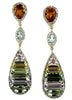 13.02CT DIAMOND & AAA MULTI GEM 14KT YELLOW GOLD 3D TEAR DROP HANGING EARRINGS