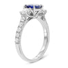 ESTATE 2.47CT DIAMOND & AAA SAPPHIRE 14KT WHITE GOLD THREE STONE ENGAGEMENT RING