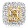 ESTATE LARGE 9.62CT WHITE & FANCY YELLOW DIAMOND 14K 2 TONE GOLD ENGAGEMENT RING