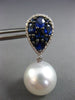 ESTATE LARGE 3.38CT DIAMOND AAA SAPPHIRE & SOUTH SEA PEARL 18KT GOLD 3D EARRINGS