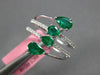 ESTATE WIDE 1.16CT DIAMOND & AAA EMERALD 18K WHITE GOLD 3D CRISS CROSS LOVE RING