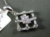 ESTATE .26CT DIAMOND ROUND & BAGUETTE 18KT WHITE GOLD 3D SQUARE FLOATING PENDANT