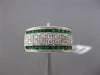 ESTATE WIDE .95CT DIAMOND & AAA EMERALD 18KT WHITE GOLD WEDDING ANNIVERSARY RING