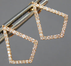 ESTATE .22CT DIAMOND 14KT ROSE GOLD 3D CLASSIC TRIANGULAR LOVE HANGING EARRINGS
