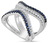 .80CT DIAMOND & AAA SAPPHIRE 18KT WHITE & BLACK GOLD 3D V SHAPE ANNIVERSARY RING