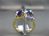 ESTATE LARGE 6.80CT DIAMOND & AAA MULTI GEM 14KT YELLOW GOLD THREE ROW FUN RING