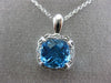 ESTATE 2.14CT DIAMOND & BLUE TOPAZ 14KT WHITE GOLD SQUARE HALO FILIGREE PENDANT