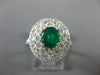 ESTATE 1.95CT DIAMOND & AAA EMERALD 18KT WHITE GOLD FLOWER OVAL ENGAGEMENT RING