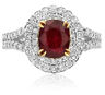 ESTATE EGL 2.57CT DIAMOND & AAA RUBY 18K 2 TONE GOLD DOUBLE HALO ENGAGEMENT RING