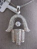 ESTATE LARGE .50CT DIAMOND 14KT WHITE GOLD 3D SOLITAIRE FLOATING CHAMSA PENDANT