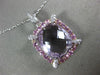 7.54CT DIAMOND AAA PINK TOPAZ & AMETHYST 14K WHITE GOLD RECTANGULAR HALO PENDANT