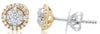 ESTATE .27CT DIAMOND 14KT TWO TONE GOLD 3D SOLITAIRE DOUBLE HALO STUD EARRINGS