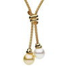 ESTATE .33CT DIAMOND & AAA SOUTH SEA & GOLDEN PEARL 18KT YELLOW GOLD 3D NECKLACE