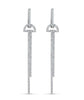 ESTATE LARGE 1.36CT DIAMOND 18K WHITE GOLD DOUBLE BAR ELONGATED HANGING EARRINGS