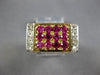 ANTIQUE WIDE 1.62CT ROSE CUT DIAMOND & RUBY 14K TWO TONE GOLD OPEN FILIGREE RING