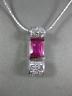 ANTIQUE 1.27CT DIAMOND & AAA RUBY 18KT WHITE GOLD 3D BAR SLIDE PENDANT #11254