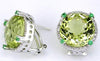 12.66CT DIAMOND & AAA EMERALD & LEMON QUARTZ 14KT WHITE GOLD 3D CLIP ON EARRINGS