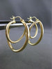 ESTATE 14KT YELLOW GOLD 3D CLASSIC ELONGATED CIRCULAR RING SHINY HOOP EARRINGS